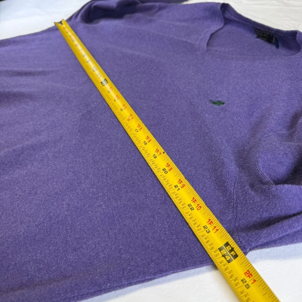 Polo Ralph Lauren Purple V-Neck Sweater Pima Cotton Blue Pony Logo Men's Size XL